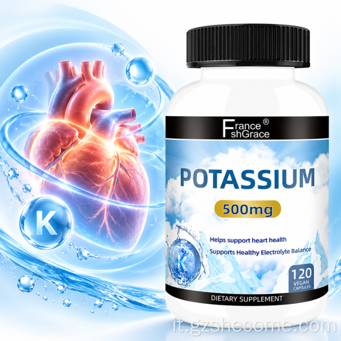 Supporto elettrolitico per la salute del cuore in capsule di potassio Shecome